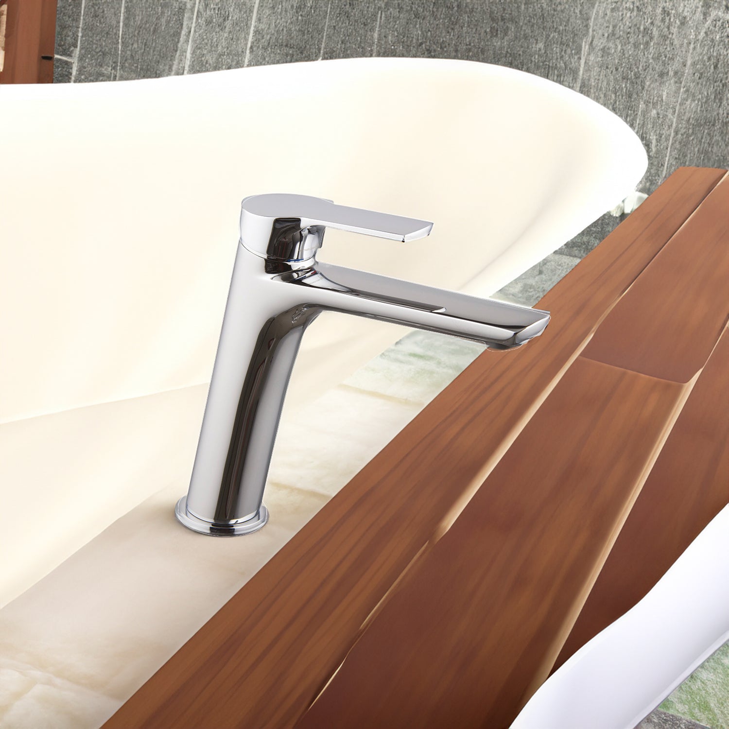 Miscelatore lavabo prolungato serie 4" con leva chiusa cromo + piletta 1"1/4 — FIMA