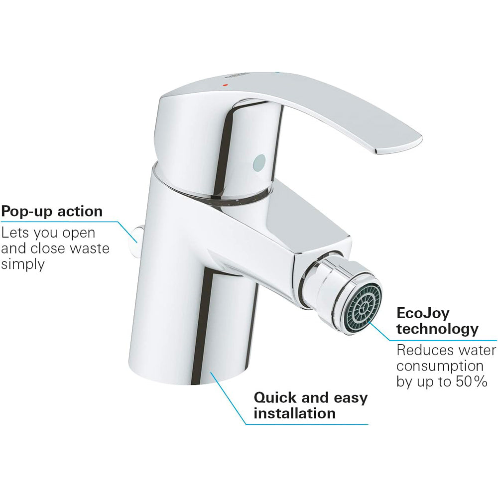 Miscelatore bidet eurosmart NEW" cromo + piletta 1"1/4 — Grohe