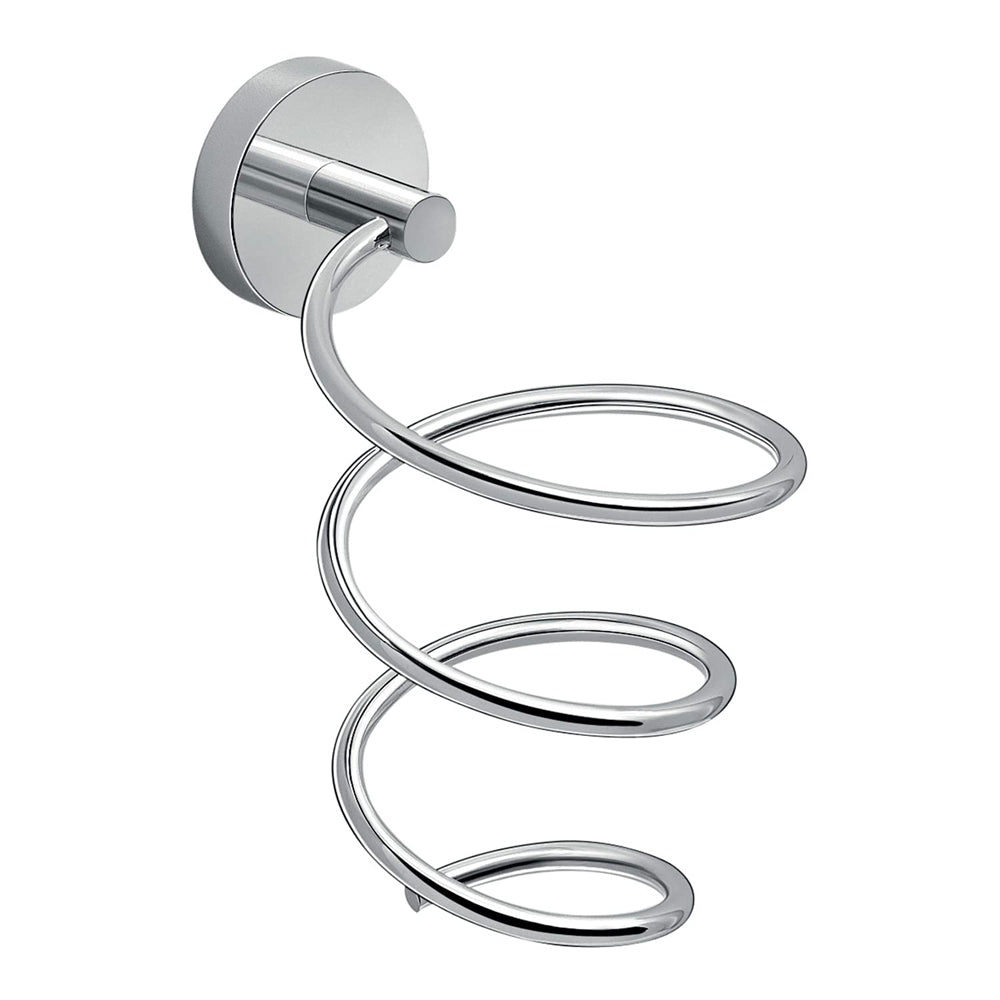Porta asciugacapelli con placca tonda cromo lucido — GEDY