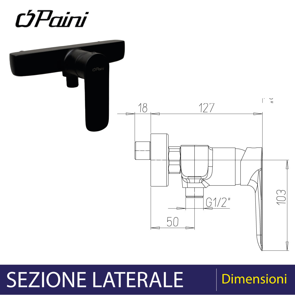 Miscelatore doccia esterno Nove nero opaco — Paini