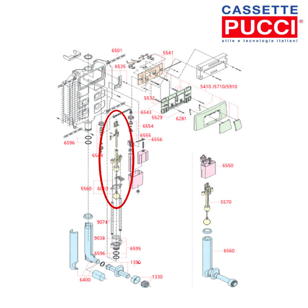 Batteria di scarico con sfera per cassetta Eco — Pucci