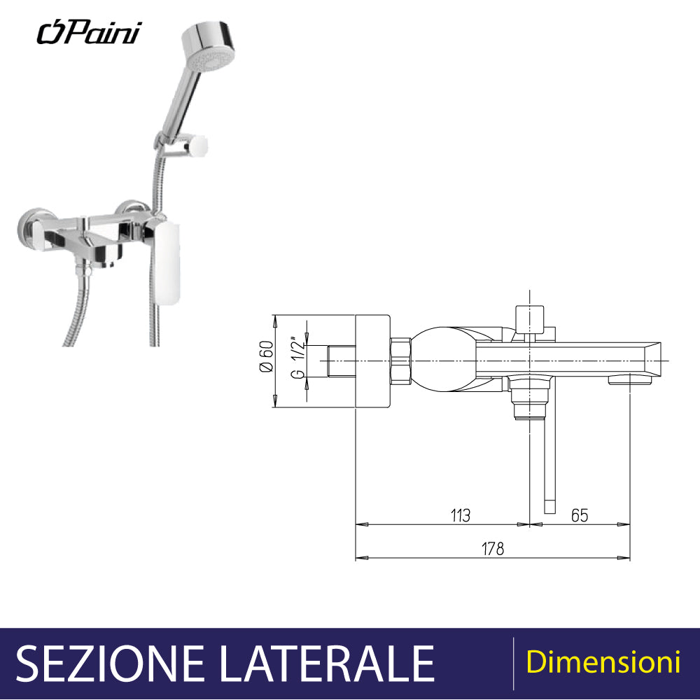 Miscelatore esterno vasca Stile cromo + set doccia — Paini