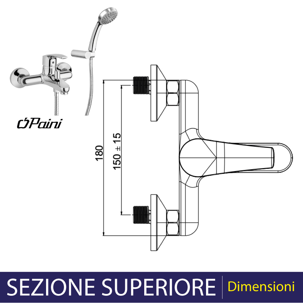 Miscelatore vasca new BERRY" cromo + set doccia — Paini