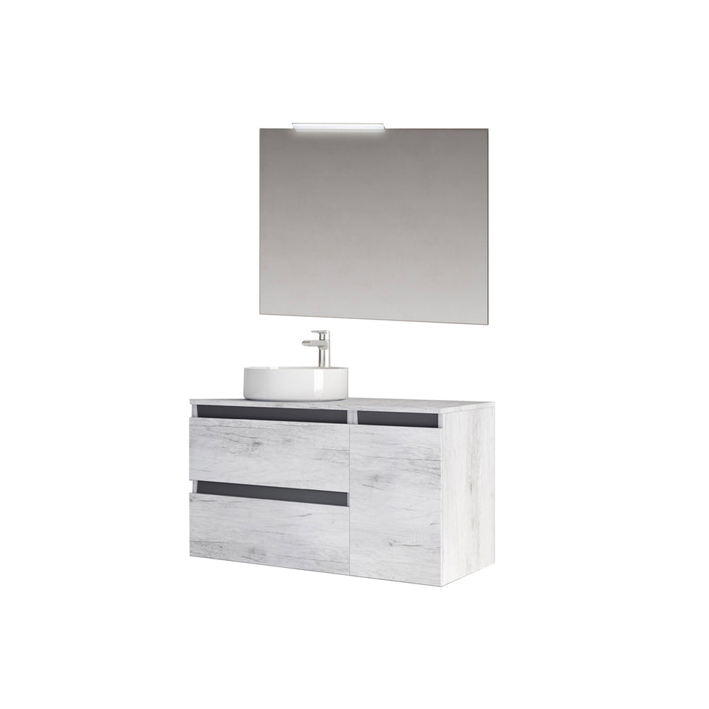 Mobile da bagno CUBE2 base 91 cm quercia Bianco/Grafite opaco — Savini Industria Arredo Bagno
