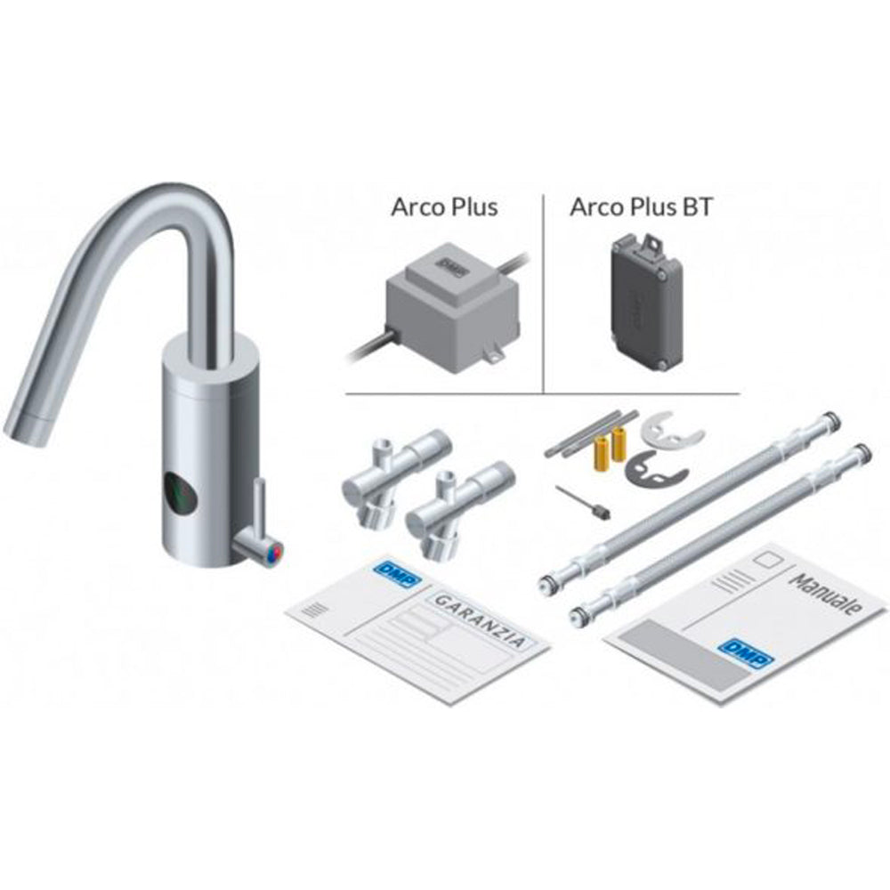 Miscelatore a fotocellula per lavabo con canna alta arco plus batteria 6V — DMP