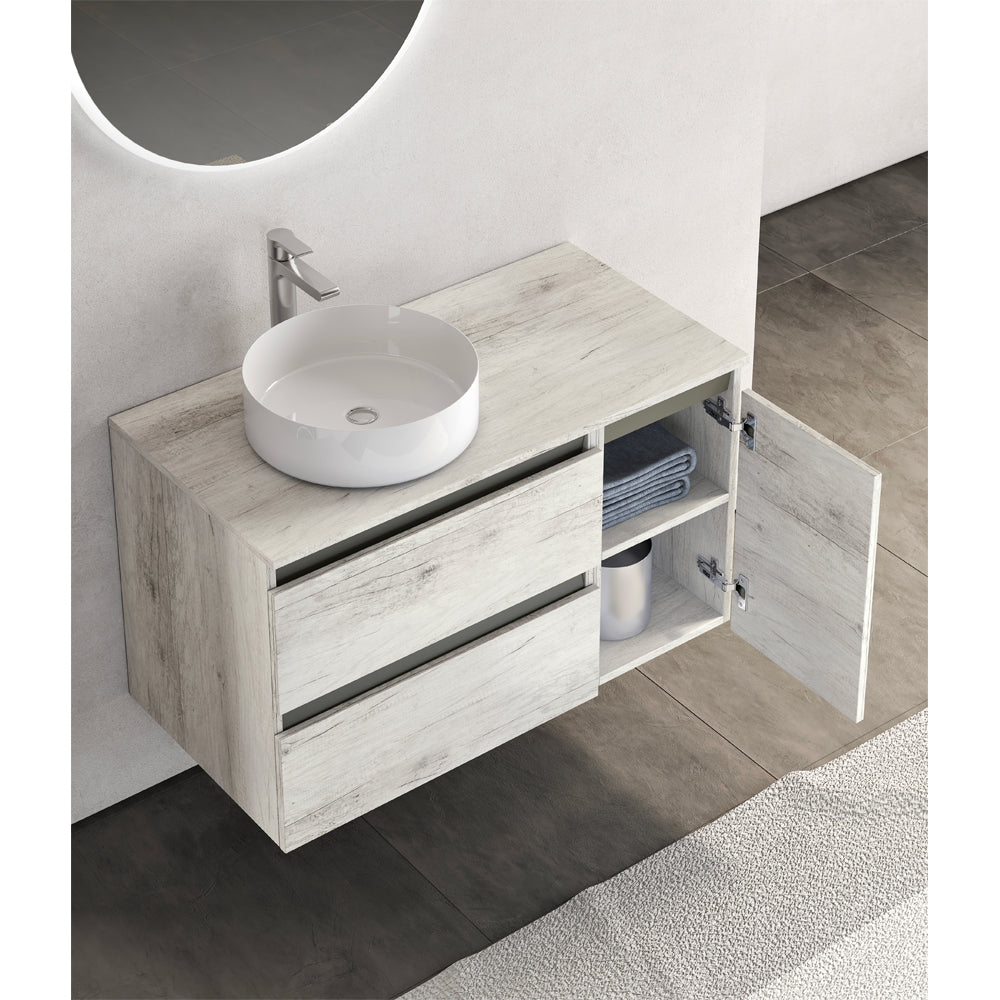 Mobile da bagno CUBE2 base 91 cm quercia Bianco/Grafite opaco — Savini Industria Arredo Bagno