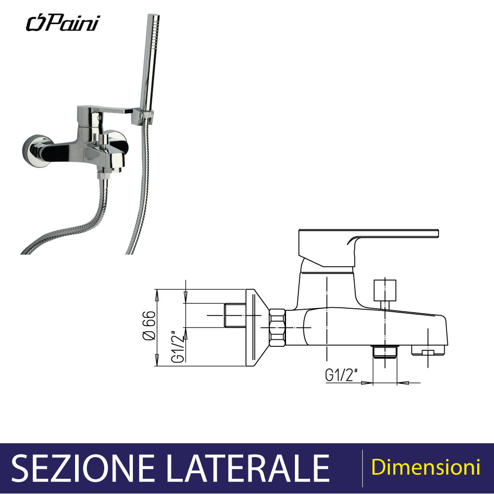 Miscelatore vasca esterno le MANS" cromo + set doccia — Paini