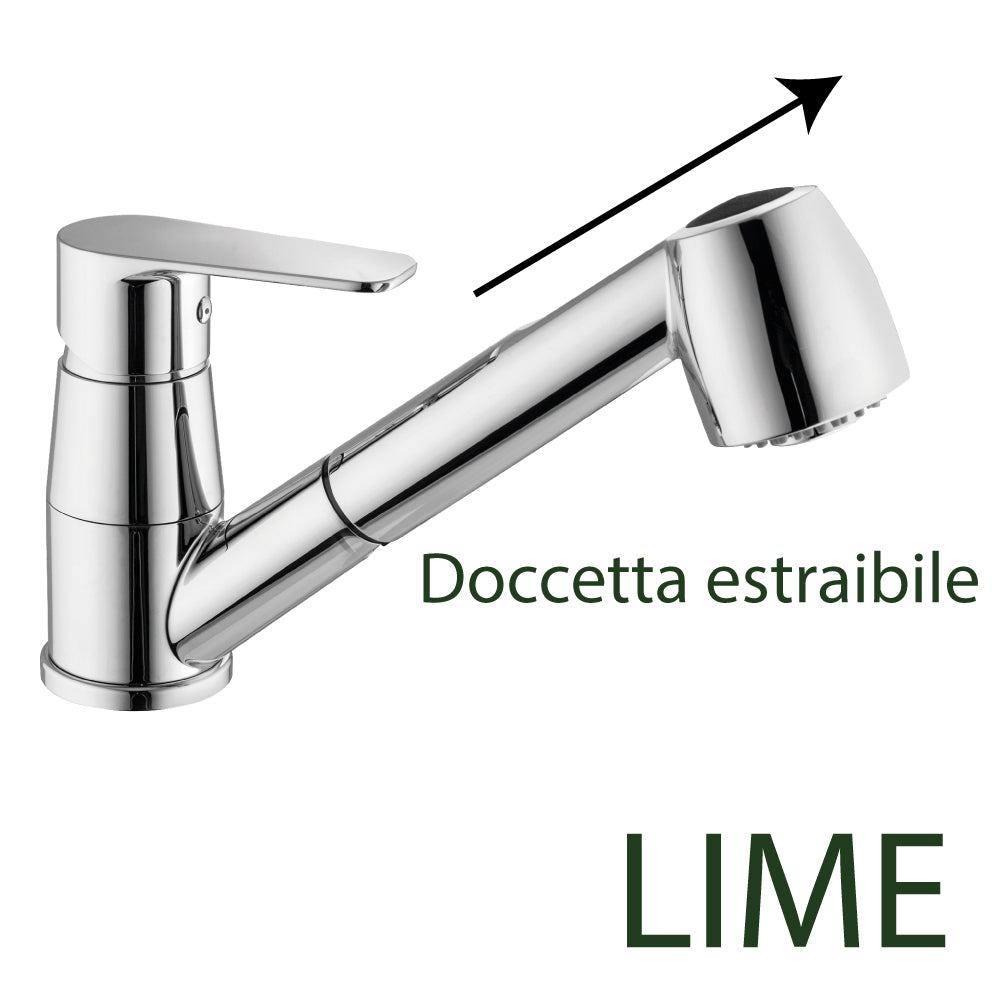 Miscelatore lavello lime con doccetta estraibile cromo — Paffoni