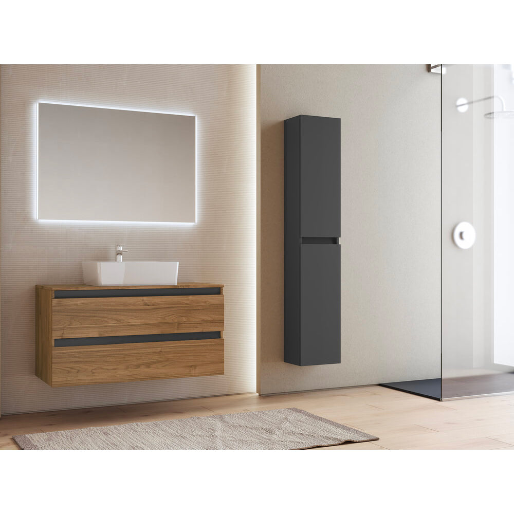 Mobile da bagno CUBE1 base 100 cm Noce/ grafite opaco — Savini Industria Arredo Bagno