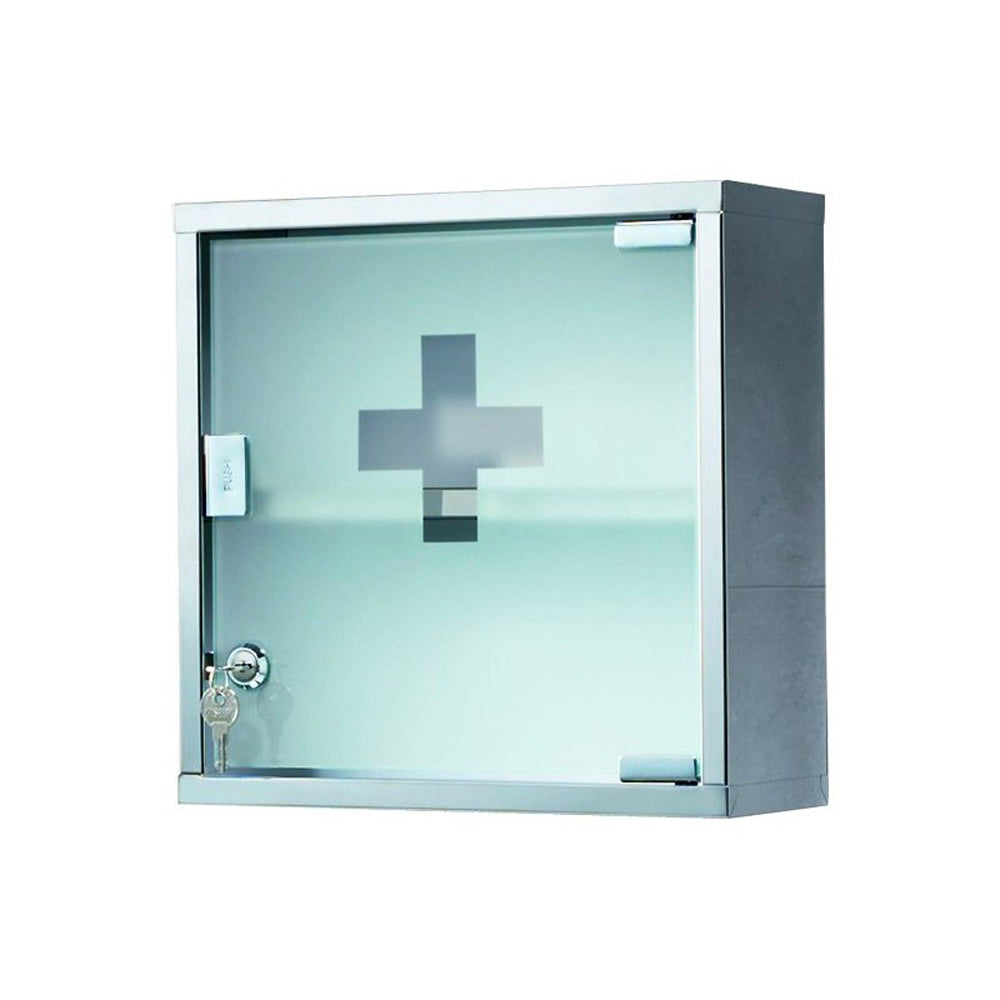 Armadietto farmacia con serratura Joker acciaio Inox/vetro — GEDY
