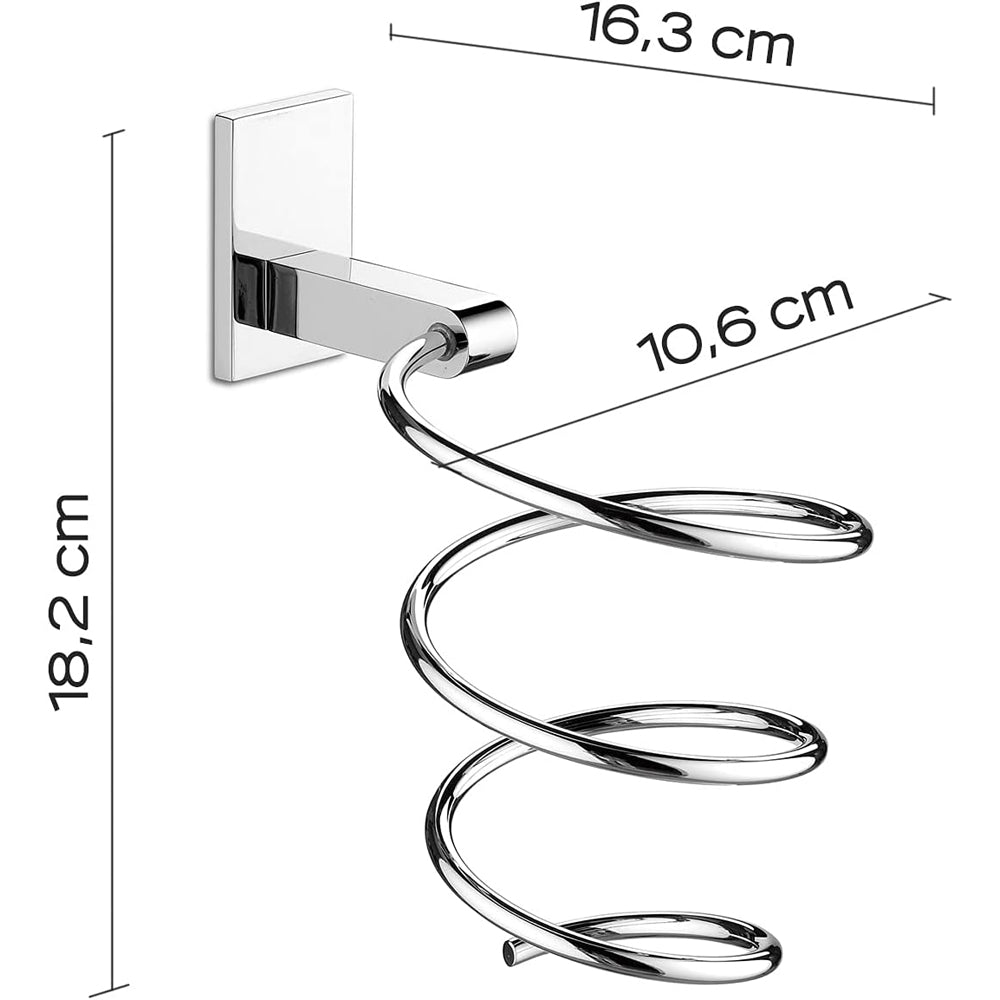 Porta asciugacapelli con placca quadra cromo lucido — GEDY