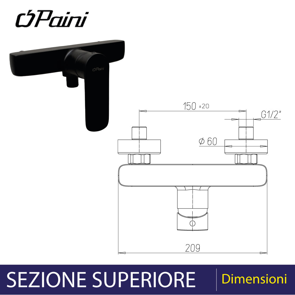Miscelatore doccia esterno Nove nero opaco — Paini