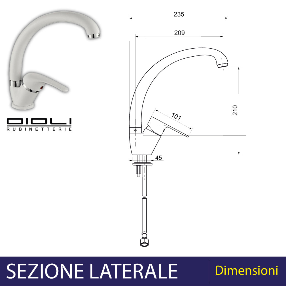 Miscelatore lavello glory canna similfusa oro — Oioli
