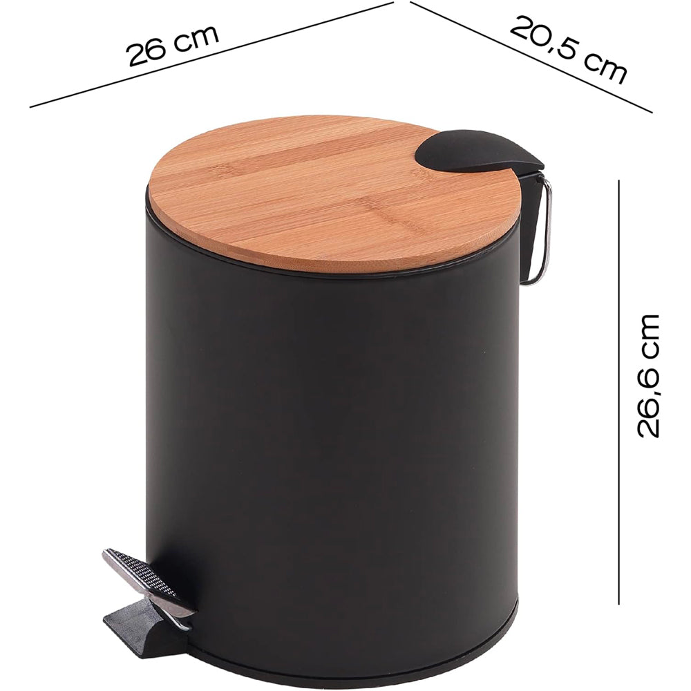 Cestino portarifiuti bamboo 5" nero opaco 5 lt — GEDY