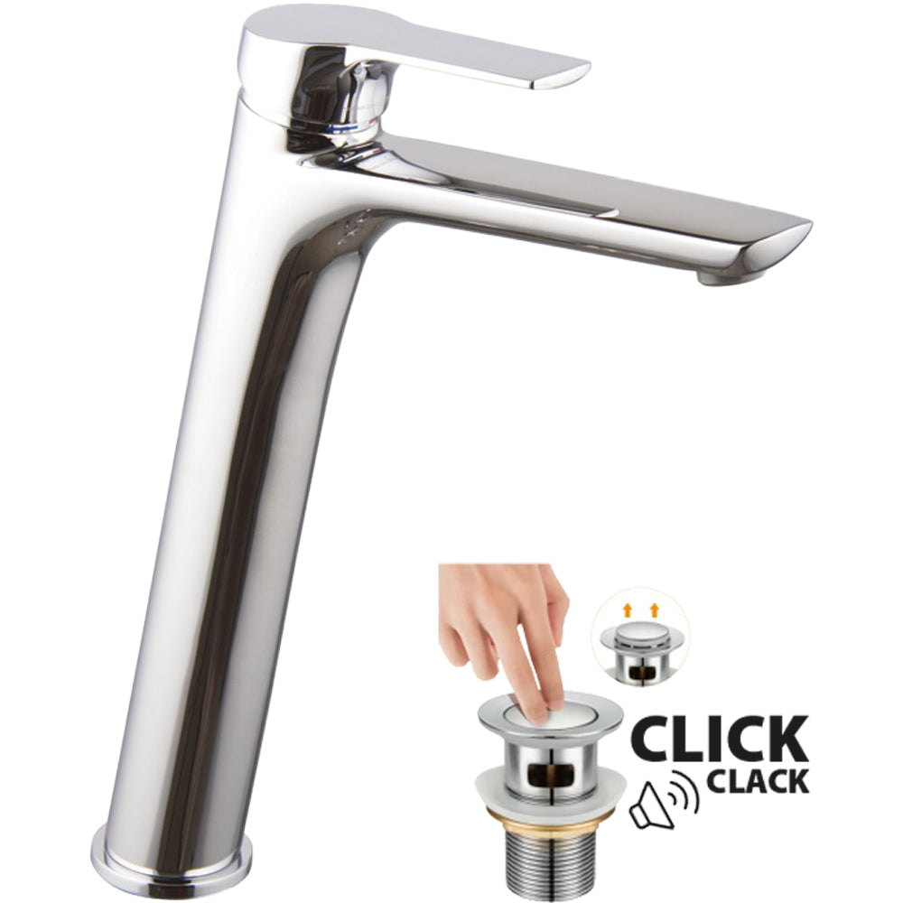 Miscelatore lavabo alto serie 4" con leva chiusa cromo + piletta 1"1/4 — FIMA