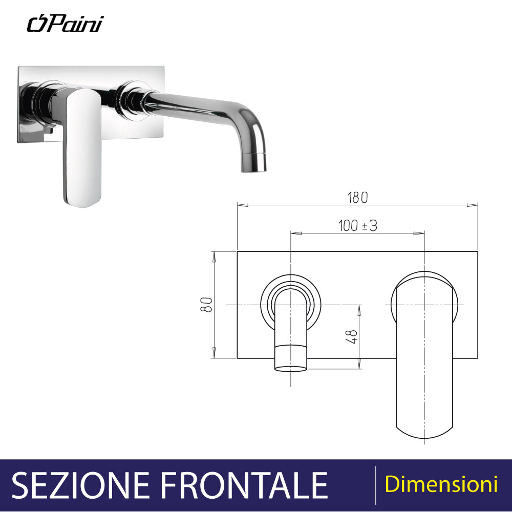 Miscelatore lavabo Stile con bocca a muro bocca cm 20 — Paini