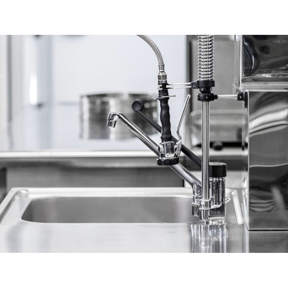 Miscelatore cucina industriale con doccetta prelavaggio stoviglie cromo — Porta & Bini