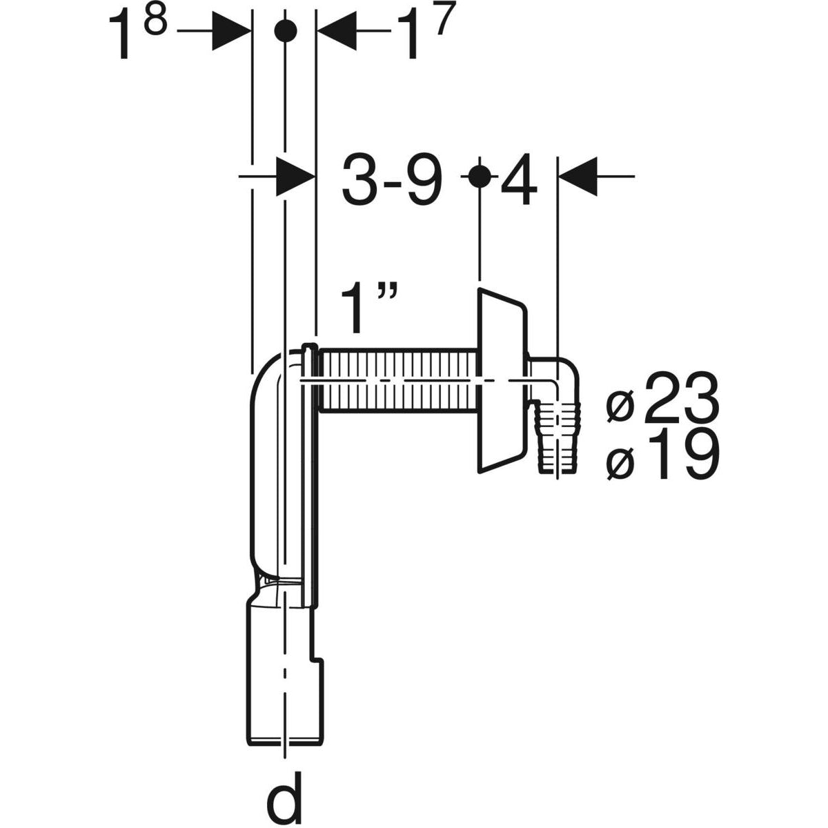 Sifone da incasso bianco per lavatrice e lavastoviglie Ø40 x Ø19/23 mm — Geberit