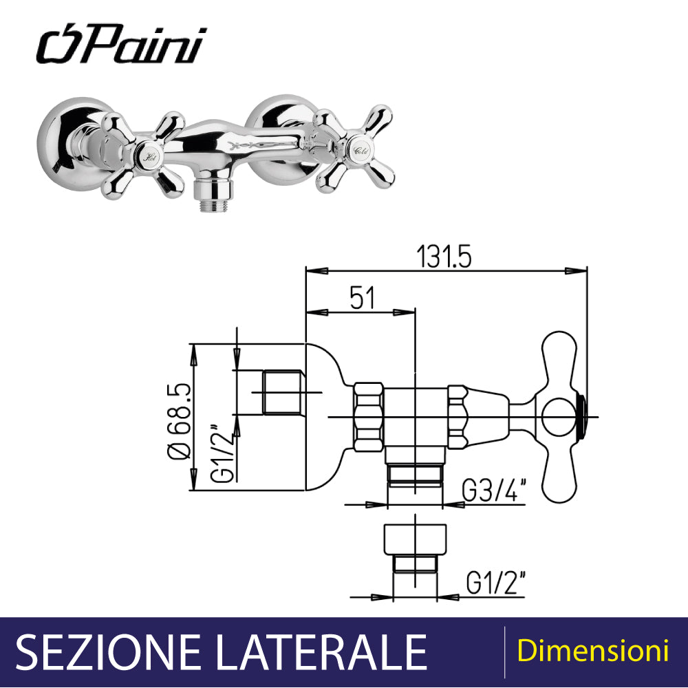 Gruppo esterno doccia Liberty cromo — Paini