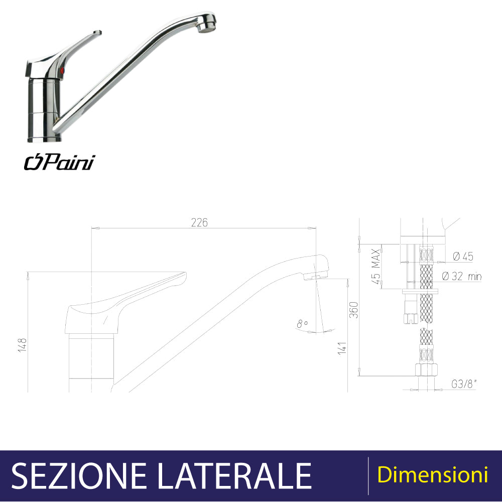 Miscelatore lavello Pilot cromo — Paini