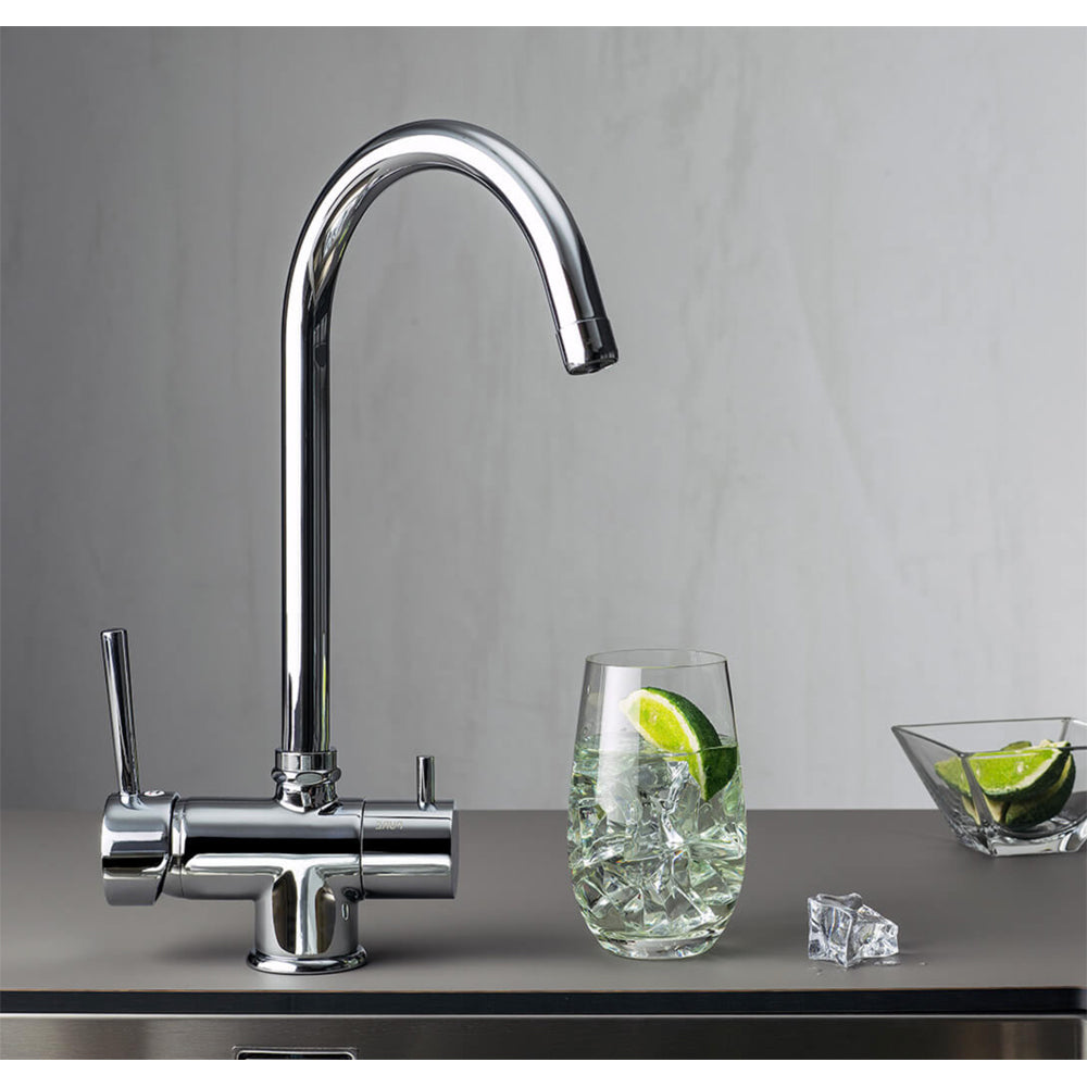 Miscelatore lavello a 3 vie con attacco acqua potabile canna alta cromo — Porta & Bini