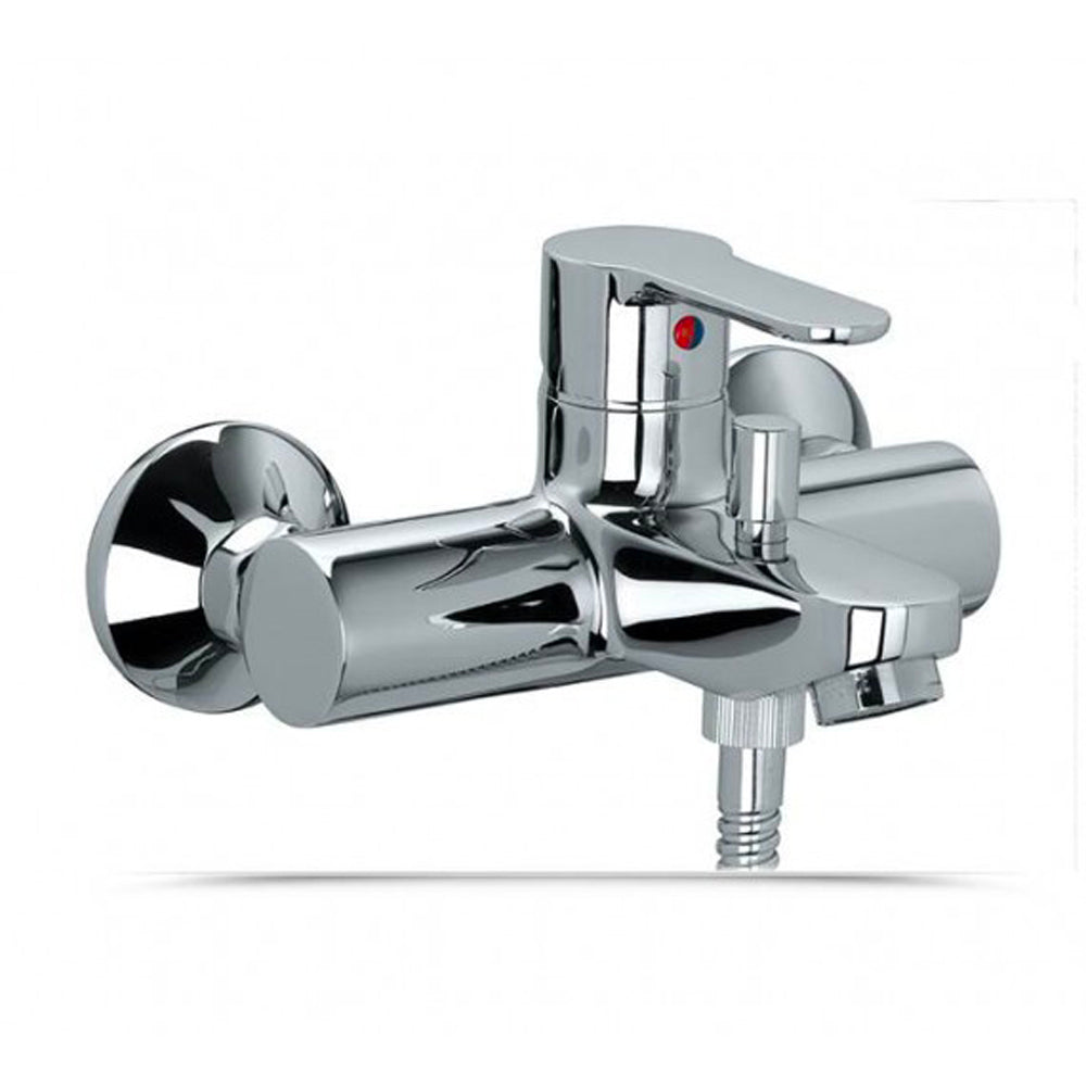 Miscelatore esterno vasca Blu cromo + set doccia — Paffoni