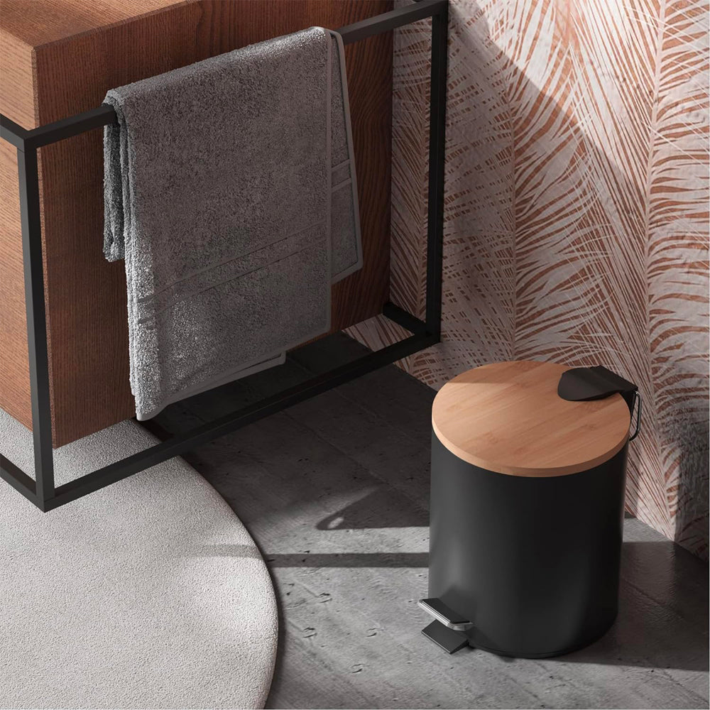 Cestino portarifiuti bamboo 5" nero opaco 5 lt — GEDY