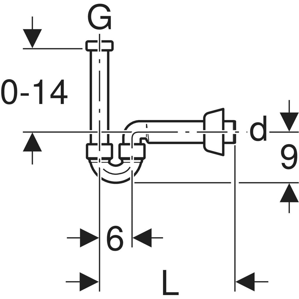 Sifone per bidet orientabile cromo lucido - Ø40 x 1"1/4 — Geberit