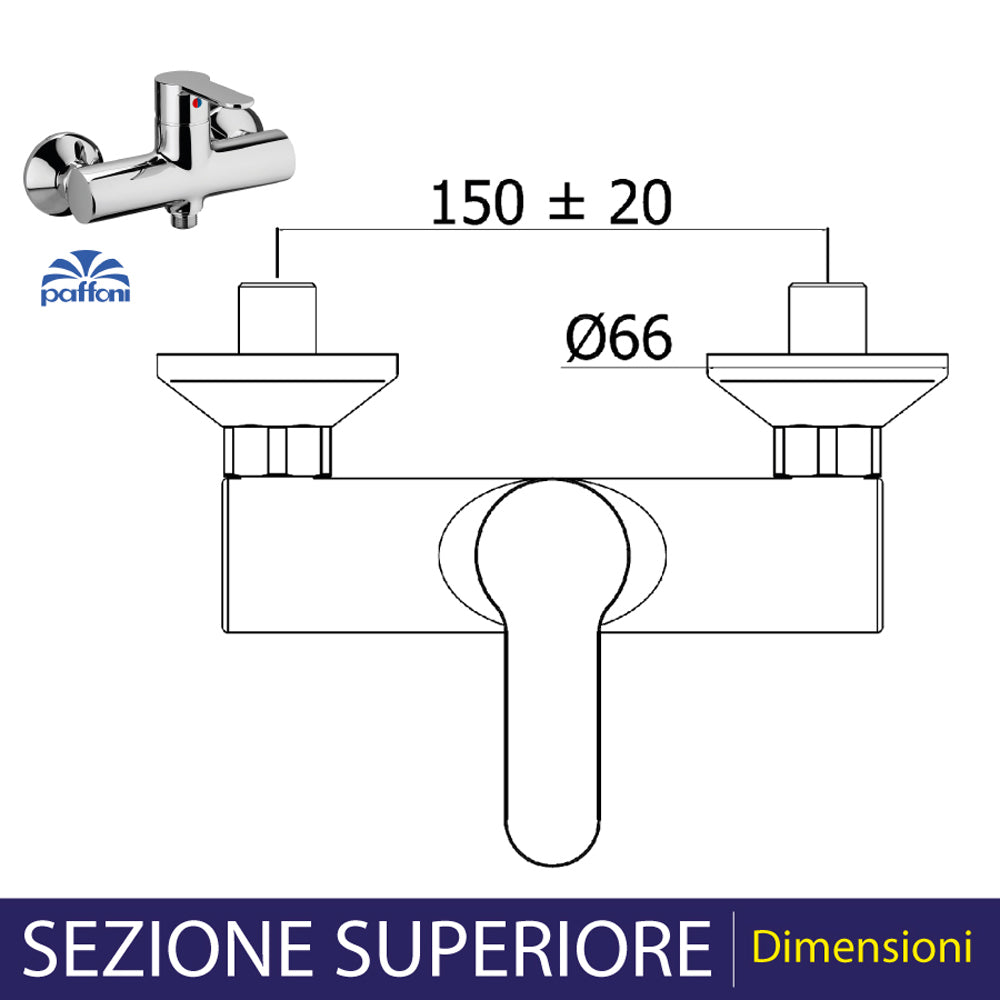 Miscelatore doccia esterno Blu cromo - 1/2" — Paffoni