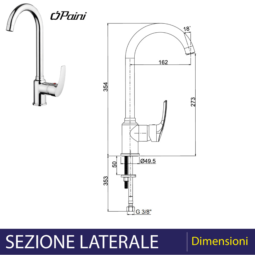 Miscelatore lavello a bocca alta new BERRY" cromo — Paini