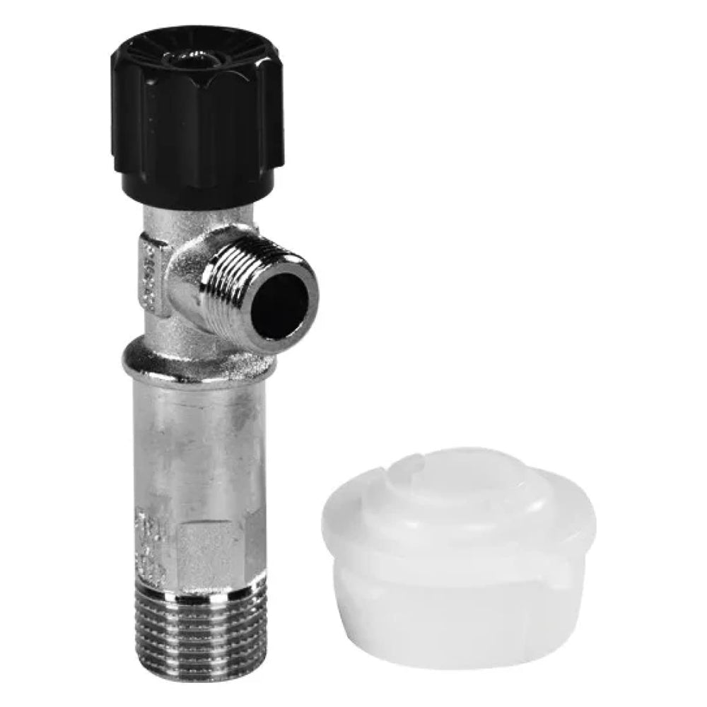 Rubinetto d'arresto in ottone con supporto per cassetta Sara e Eco 1/2"M x 3/8"M — Pucci