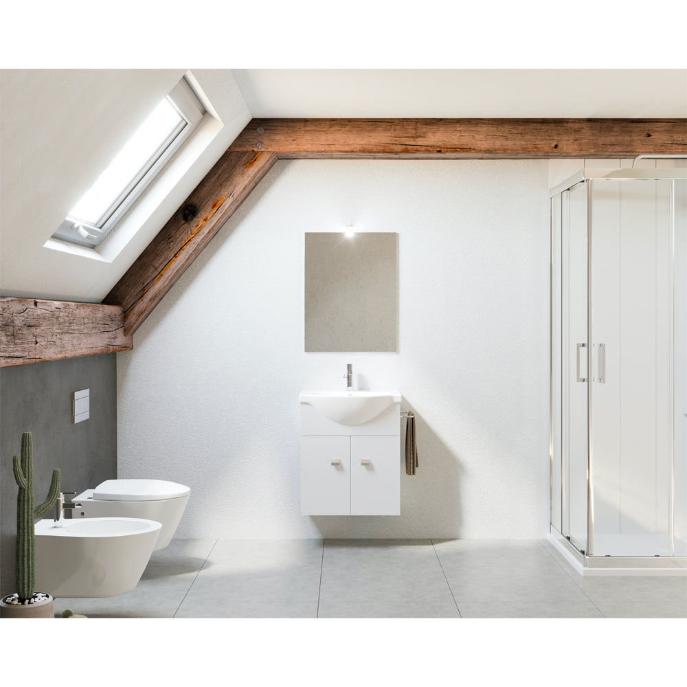 Composizione mobile da bagno Emma sospesa bianco lucido - cm 55 — Savini Due