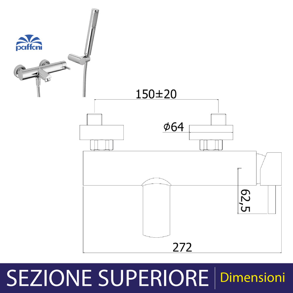 Miscelatore esterno vasca Stick cromo + set doccia — Paffoni
