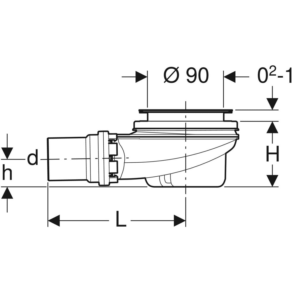 Piletta di scarico per piatto doccia Ø90 con piattello uscita Ø40 x H.78 mm — Geberit