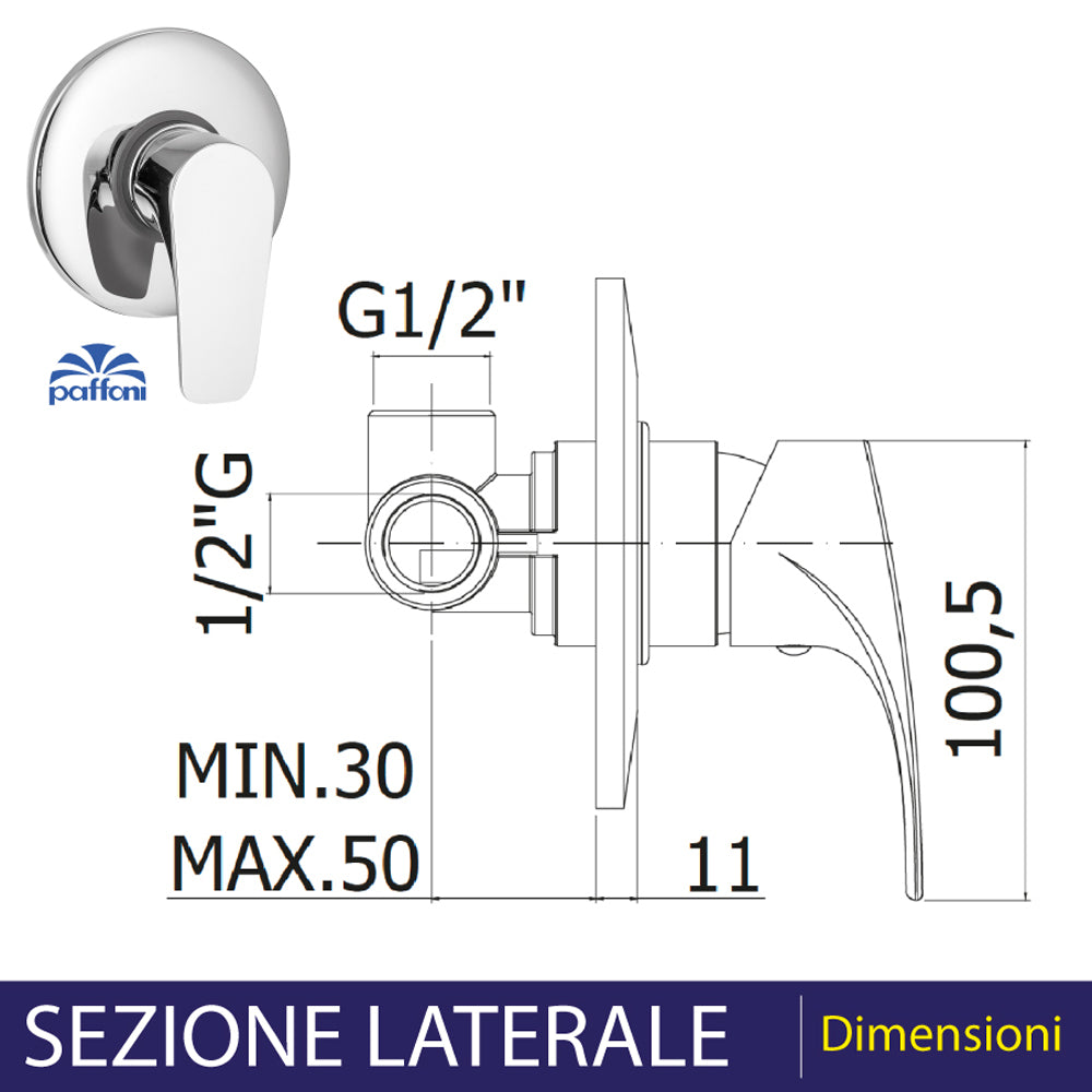 Miscelatore incasso doccia Lime cromo — Paffoni