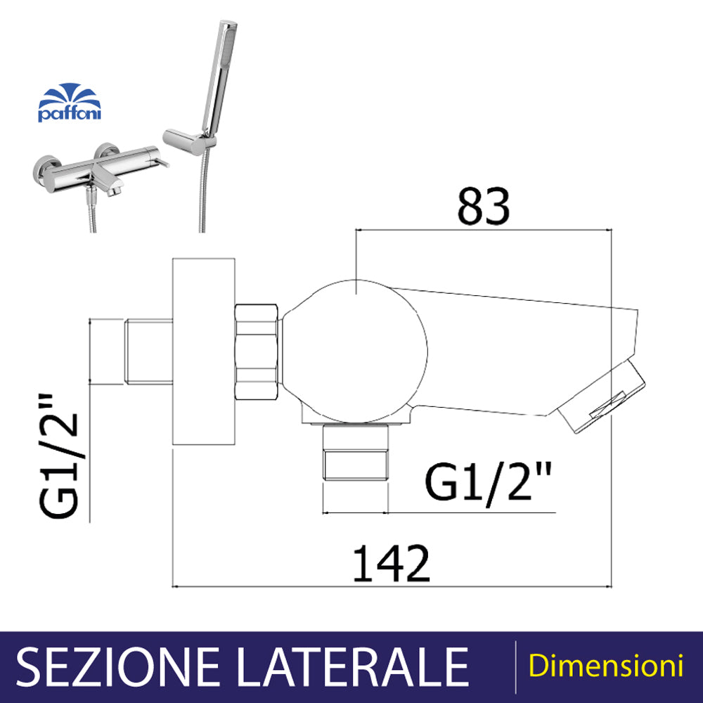 Miscelatore esterno vasca Stick cromo + set doccia — Paffoni