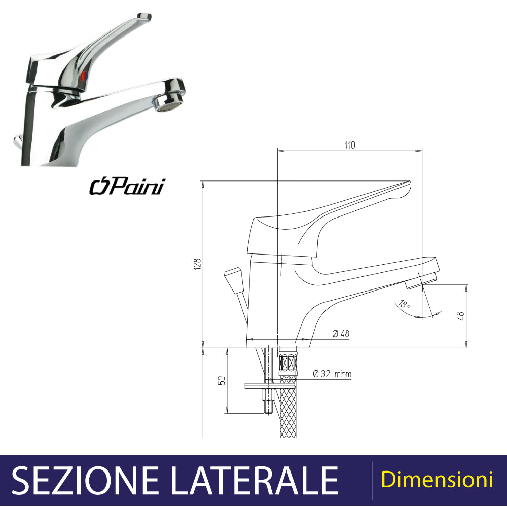 Miscelatore lavabo Pilot cromo + piletta 1"1/4 — Paini