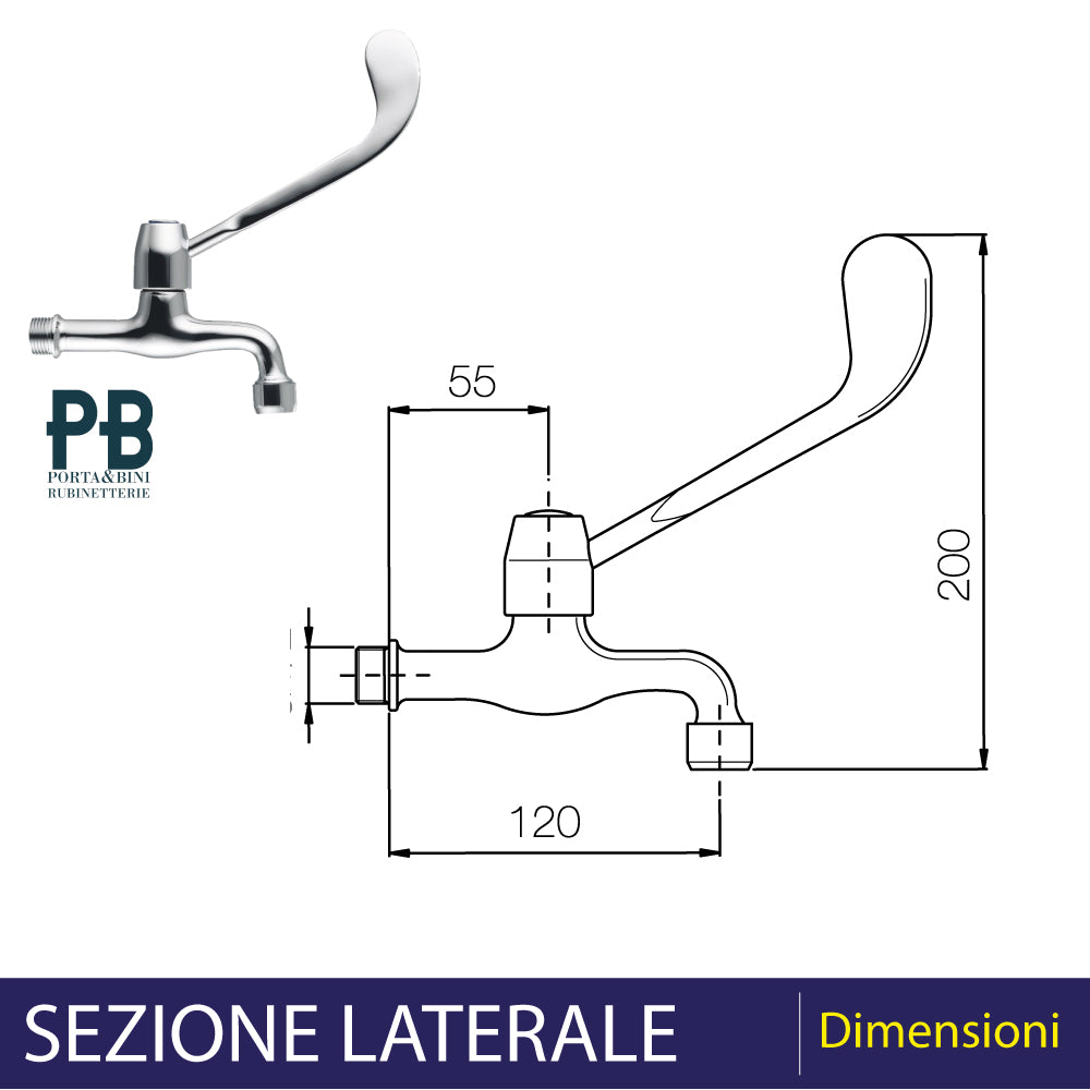 Rubinetto prolungato con leva clinica cromo - 1/2" — Porta & Bini