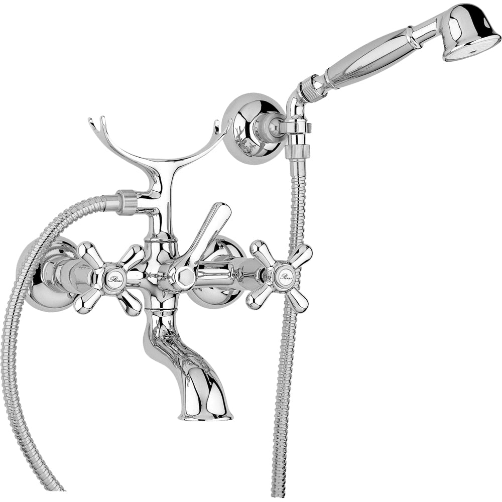 Gruppo vasca esterno Liberty cromo + set doccia orientabile — Paini