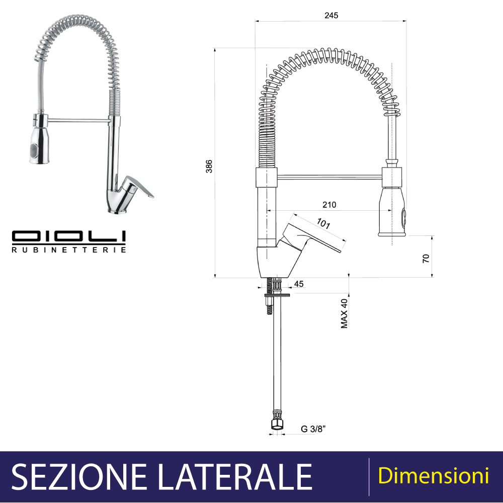 Miscelatore lavello a molla professional KING" cromo — Oioli