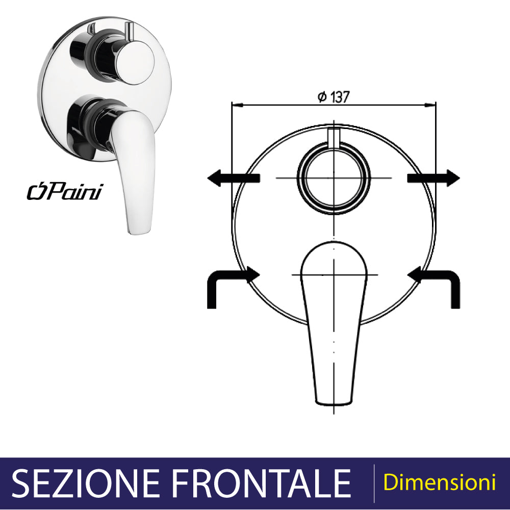 Miscelatore doccia incasso con deviatore new BERRY" cromo — Paini