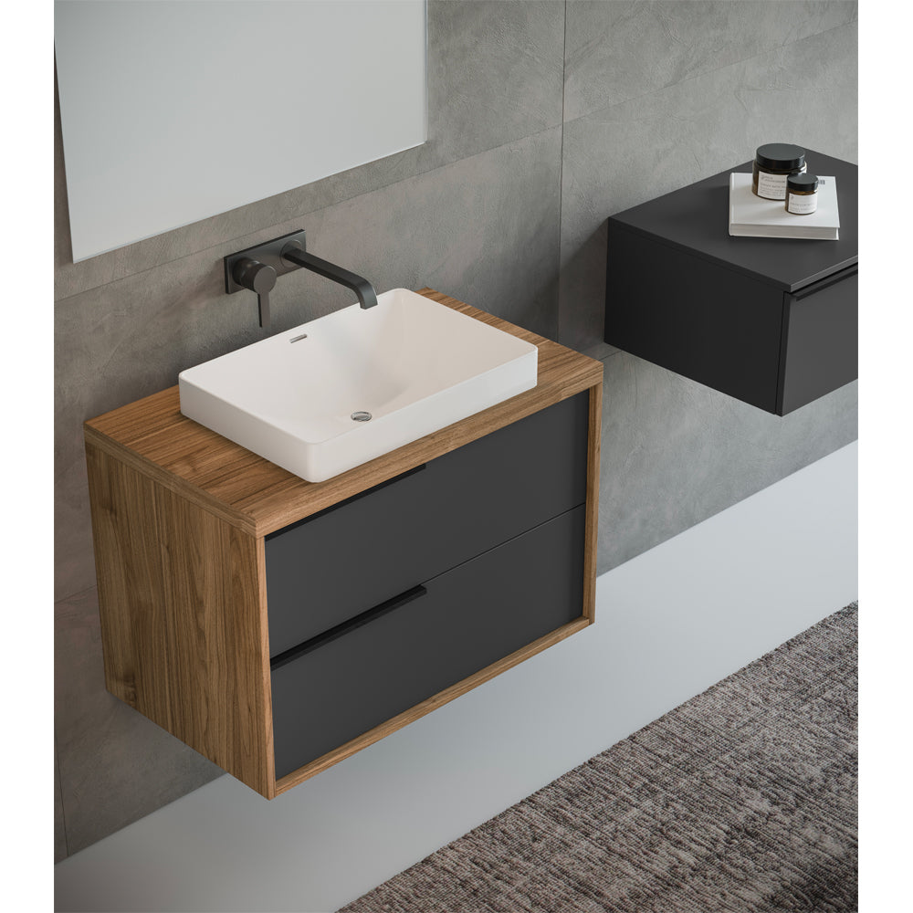 Mobile da bagno iside 80" base 80 cm Noce/ grafite opaco — Savini Industria Arredo Bagno
