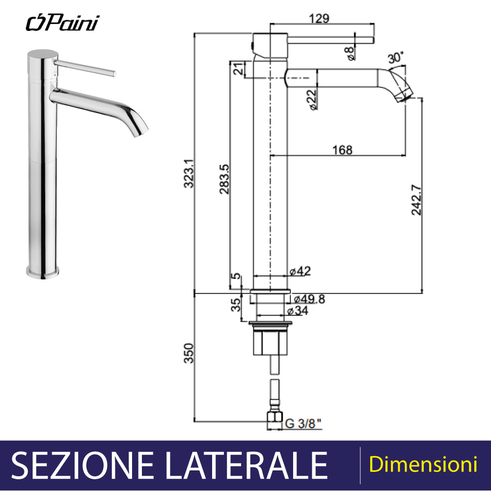 Miscelatore lavabo alto open new disco cromo — Paini