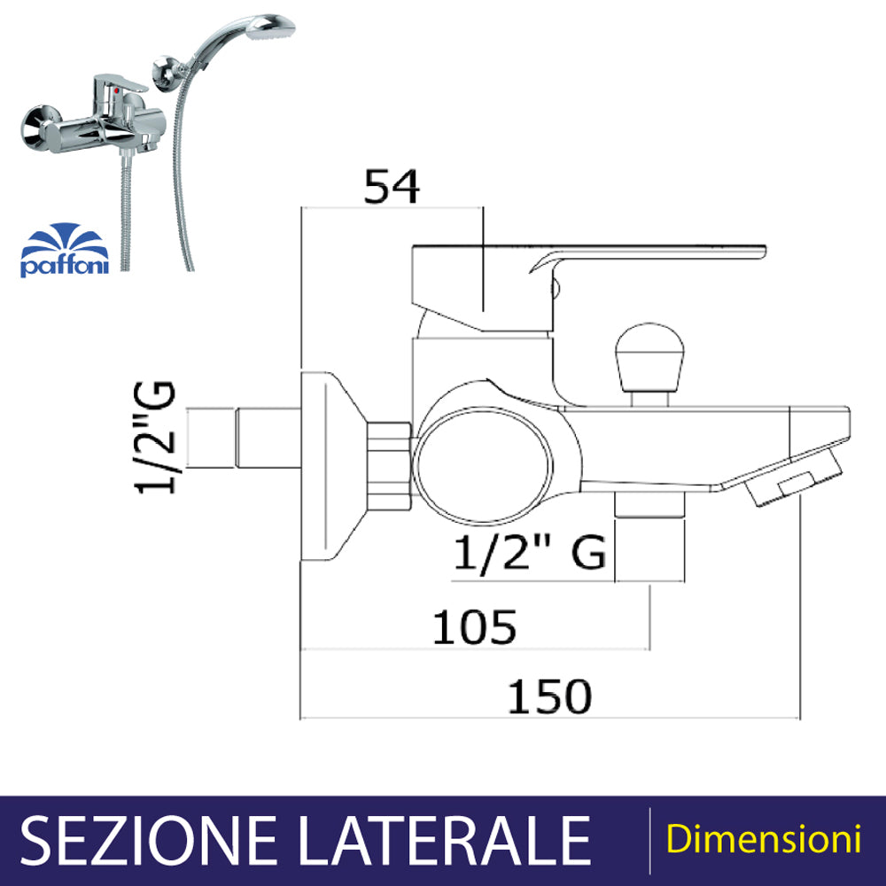 Miscelatore esterno vasca Blu cromo + set doccia — Paffoni