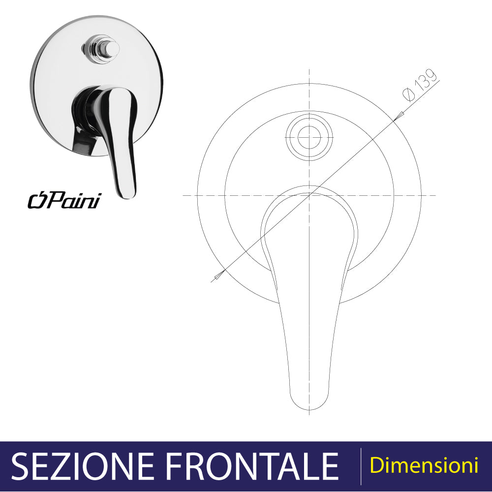 Miscelatore doccia ad incasso con deviatore Pilot cromo — Paini