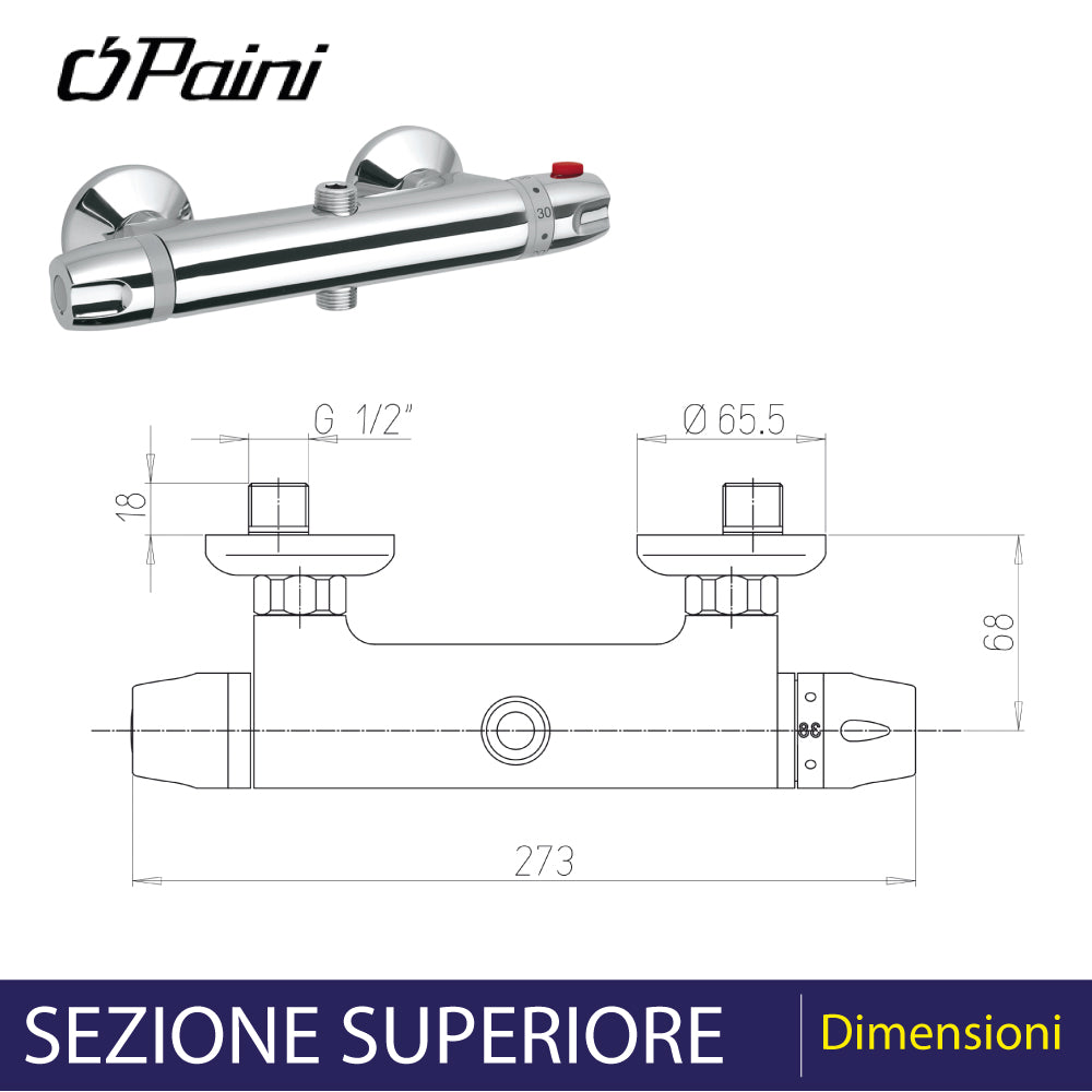 Gruppo termostatico doccia con deviatore 2 uscite 2t cromo — Paini