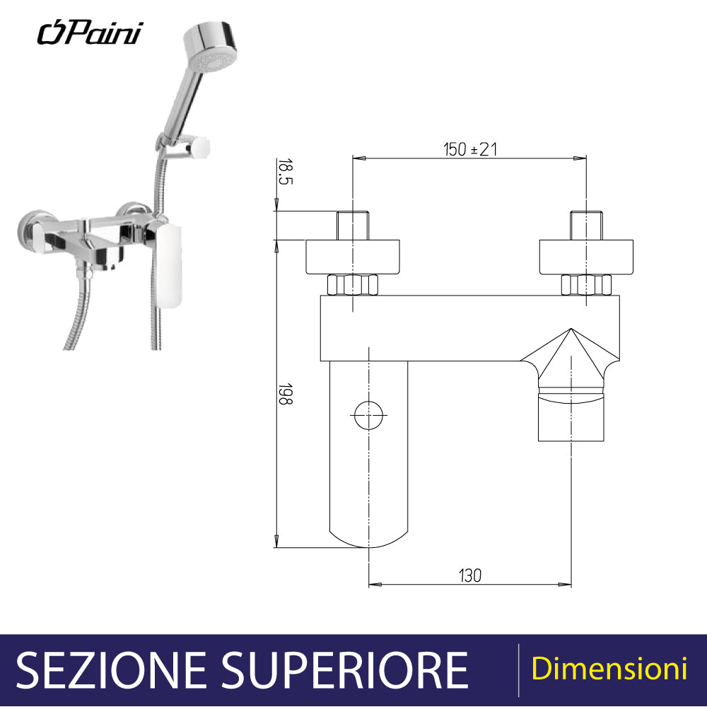 Miscelatore esterno vasca Stile cromo + set doccia — Paini