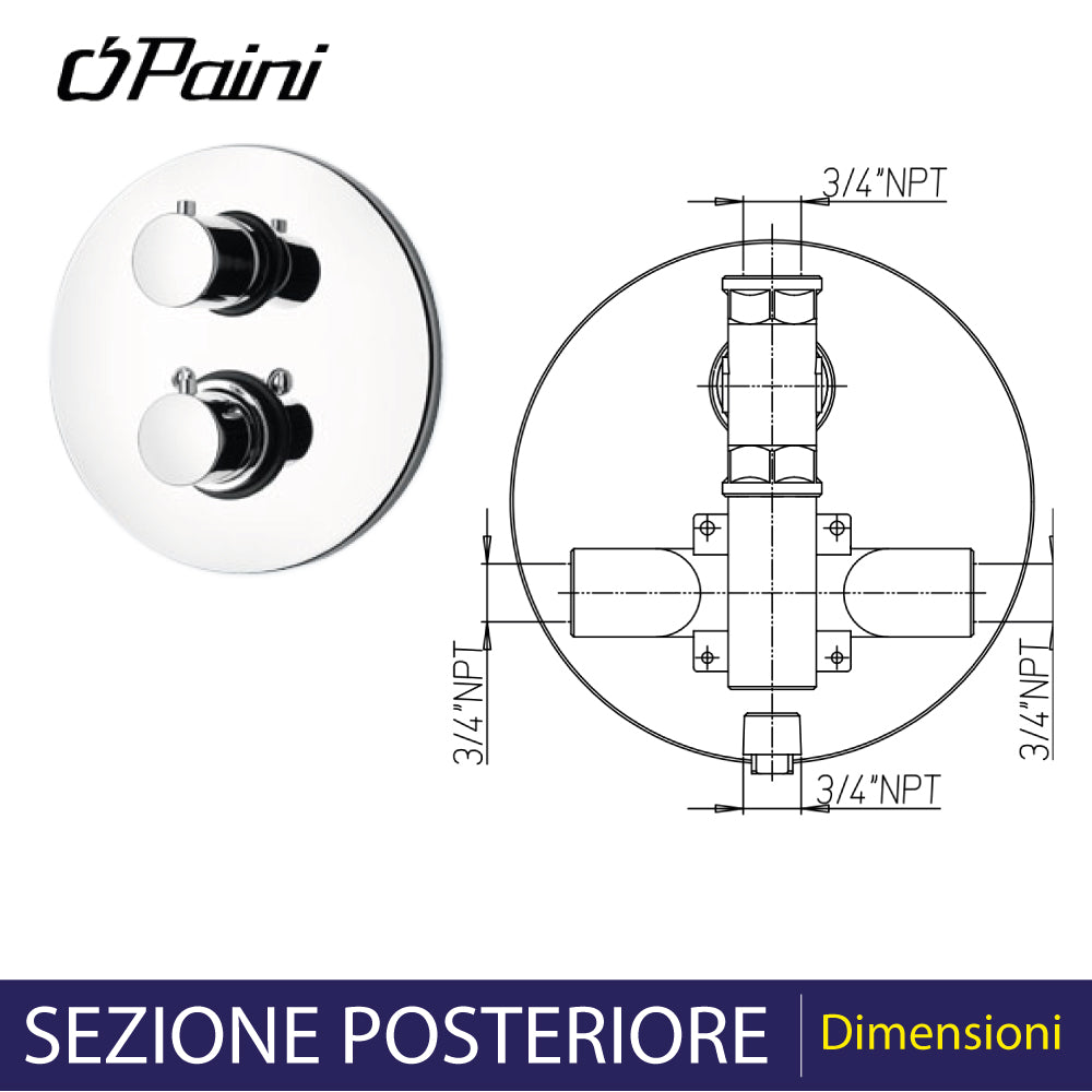 Miscelatore doccia incasso termostatico Disco cromo — Paini