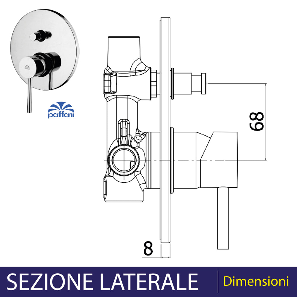 Miscelatore incasso doccia con deviatore Stick cromo — Paffoni