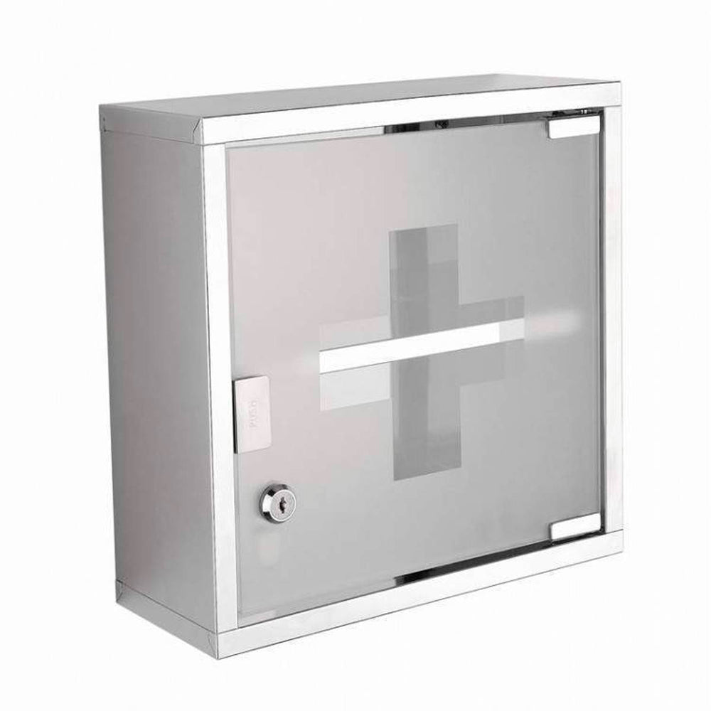 Armadietto farmacia con serratura Joker acciaio Inox/vetro — GEDY